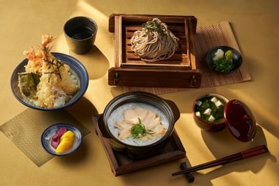 Japanese cuisine served in a restaurant at Hanoi Daewoo Hotel