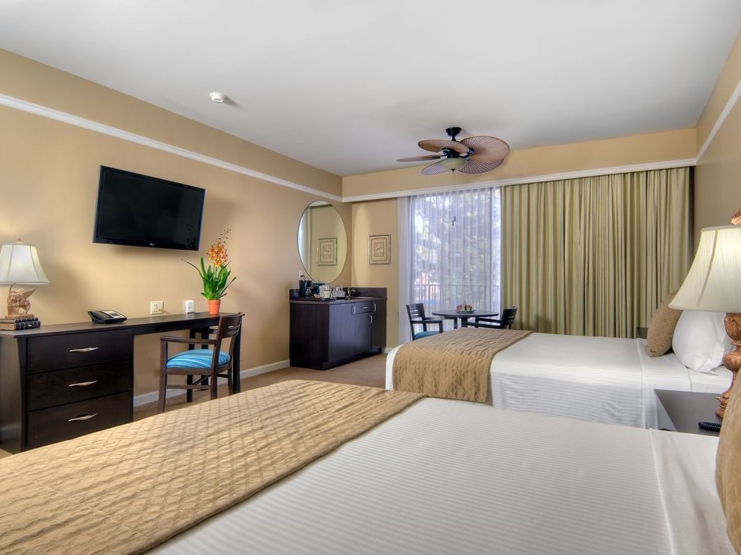two beds in hotel room