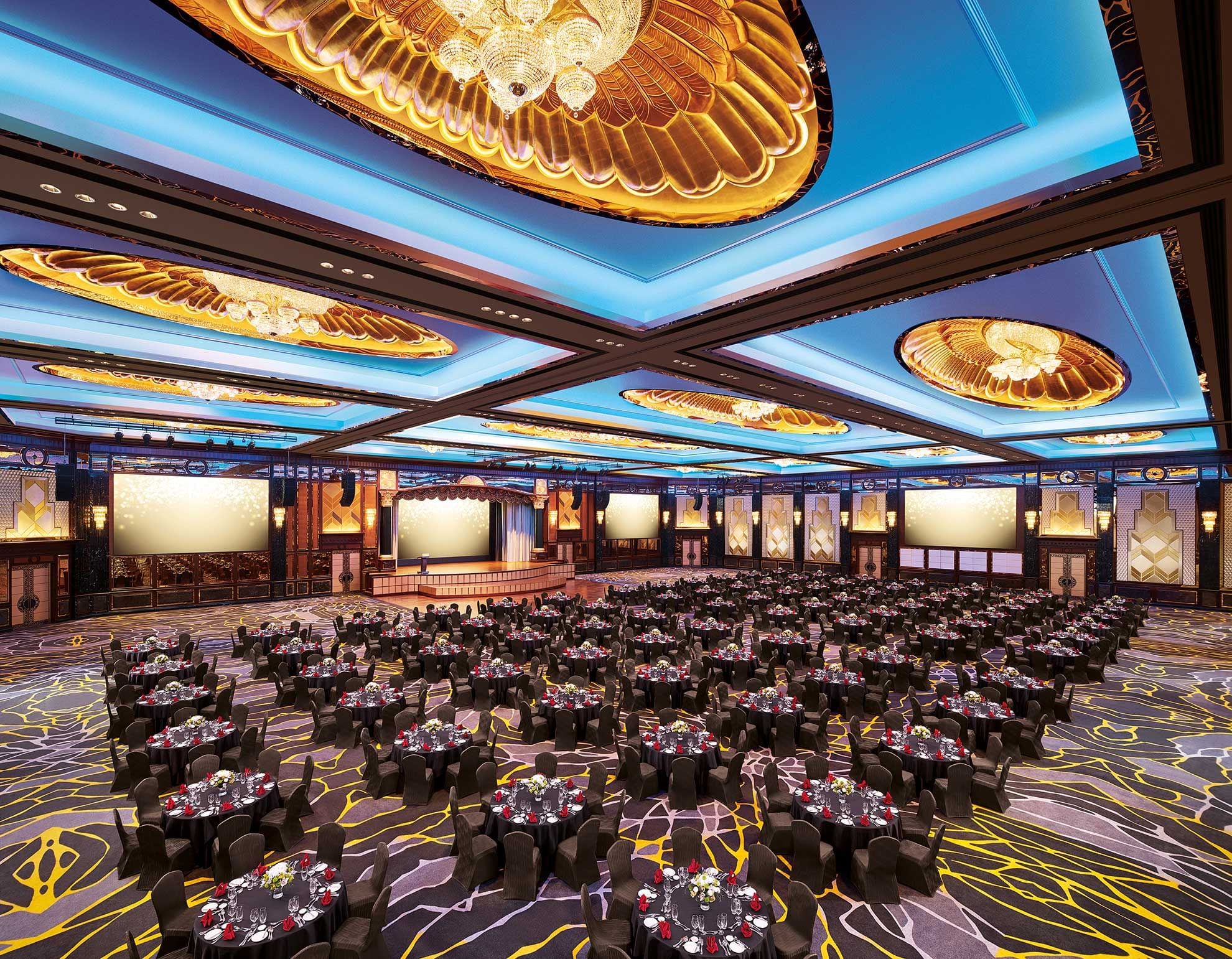 Banquet set-up in the Grand Ballroom at Sunway Resort