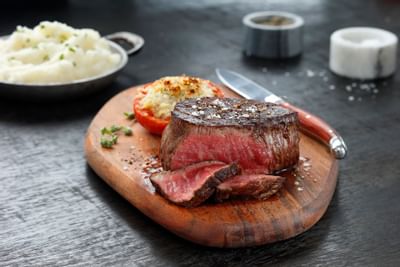 Special steak meal in the restaurant at Hotel 43