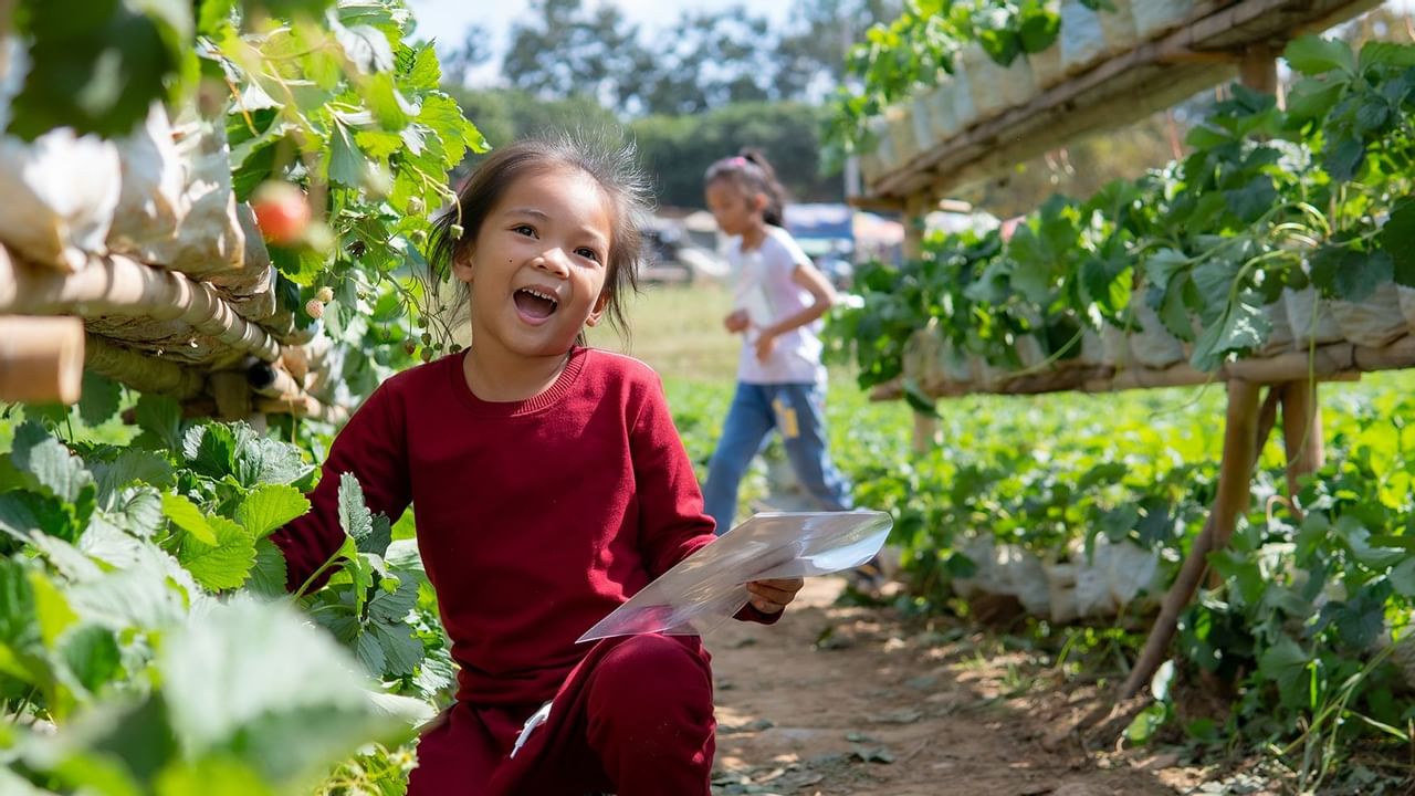 children picking berries