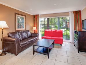 Living area in One Bedroom Suite at Legacy Vacation Resorts