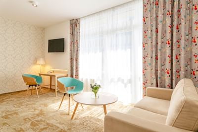 Living area of the Junior suite at Metropol Hotel