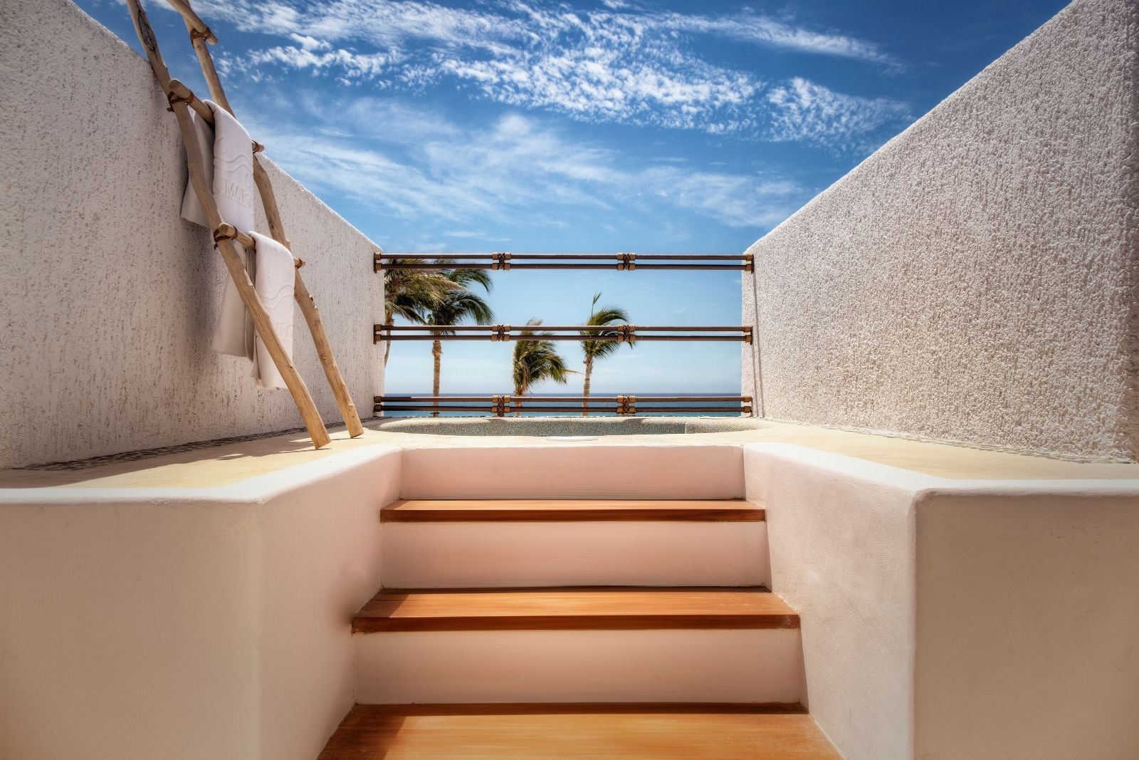 Stairs leading to the private spa pool at Marquis Los Cabos