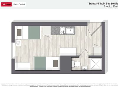 UniLodge Perth Central - Standard Twin Bed Studio