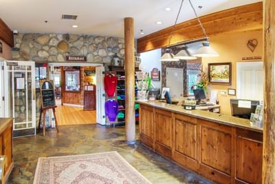 Lobby of Cambria Pines Lodge