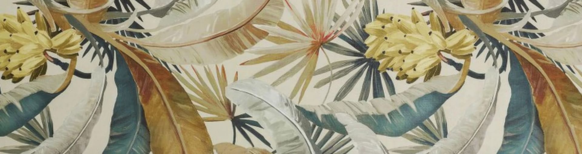 Tropical wallpaper with banana bunches and palm leaves at Clinton Hotel and Spa