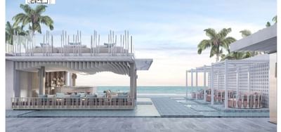 Canopy & cabanas in Beach Bar at U Hua Hin with the sea view