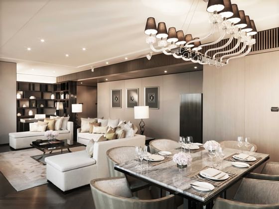 The living area of Presidential suite at Okura Prestige Bangkok