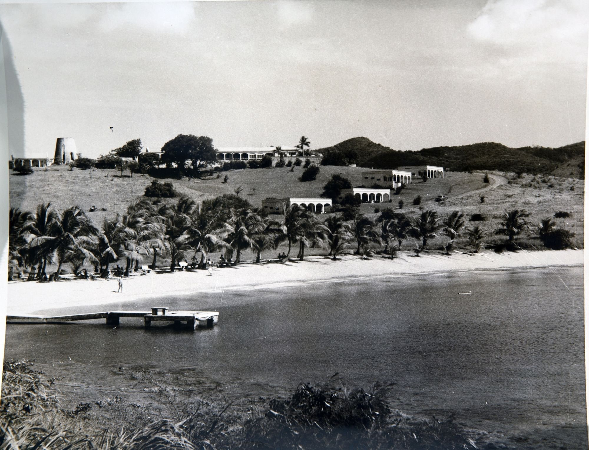B&W photograph of the Hotel at The Buccaneer Resort St. Croix