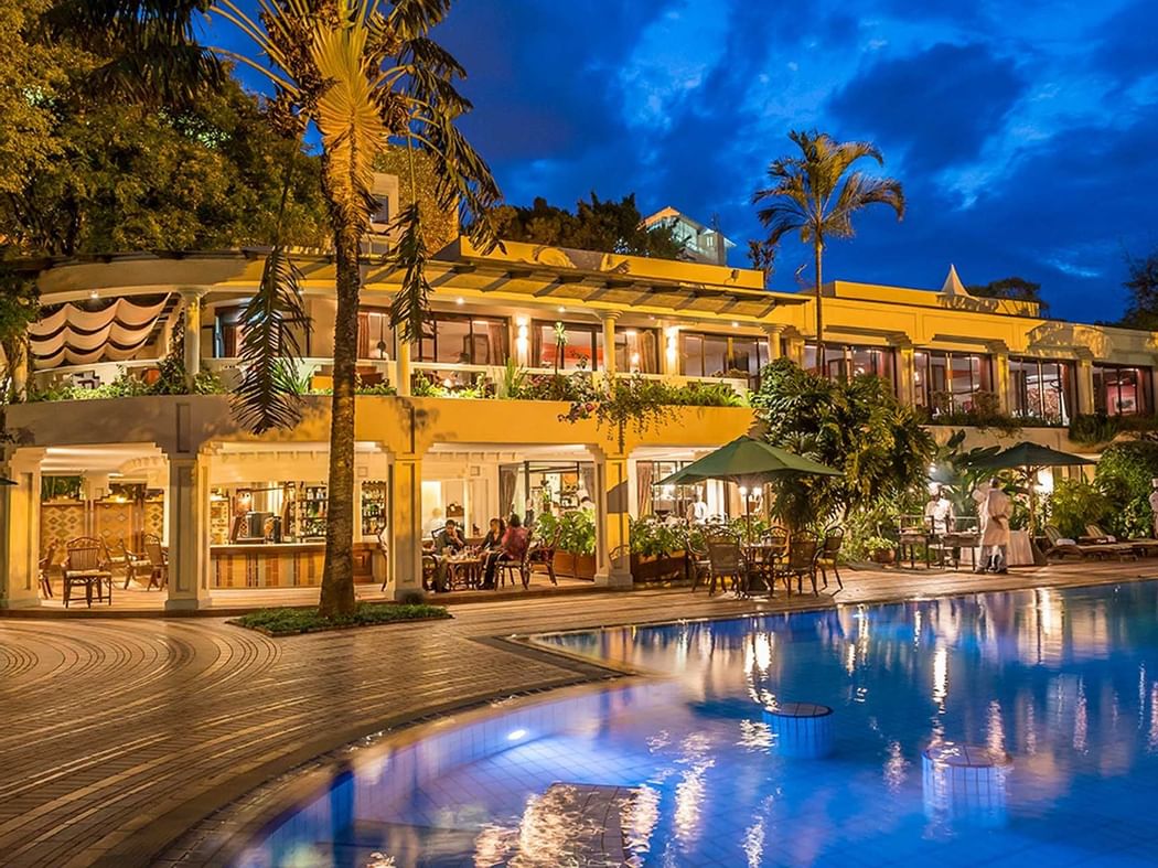 The Pool bar at Nairobi Serena Hotel at night