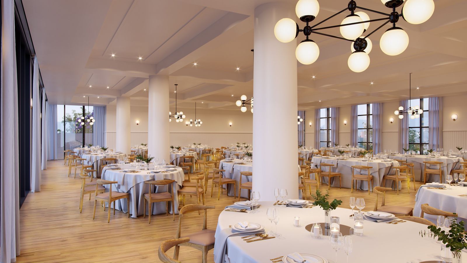 Interior view of Large banquet hall at The Rockaway Hotel