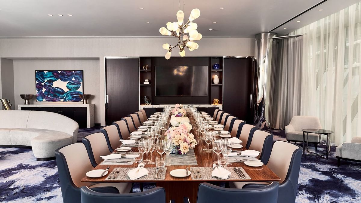 A table setup in Opal Suite event room at Crown Towers Sydney