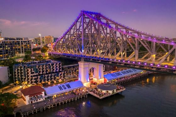 Night view of Howard Smith Wharves near Amora Hotel Brisbane