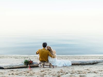 A couple in a beach on a Gilligan's Island near the Copamarina