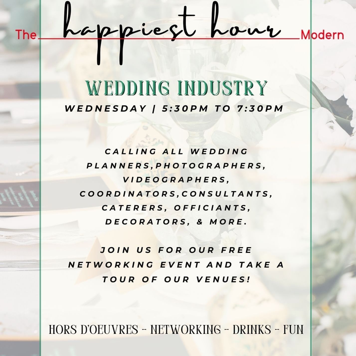 Happiest Hour Wedding Industry and Friends poster used at The Sarasota Modern