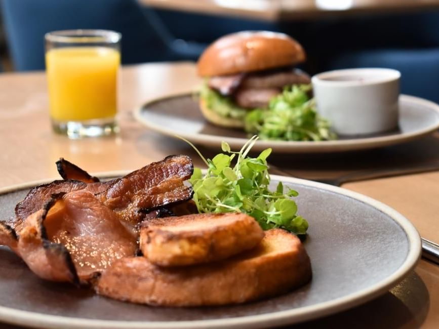 French toast with bacon and avocado bacon breakfast bap at Villiers Hotel in Buckingham