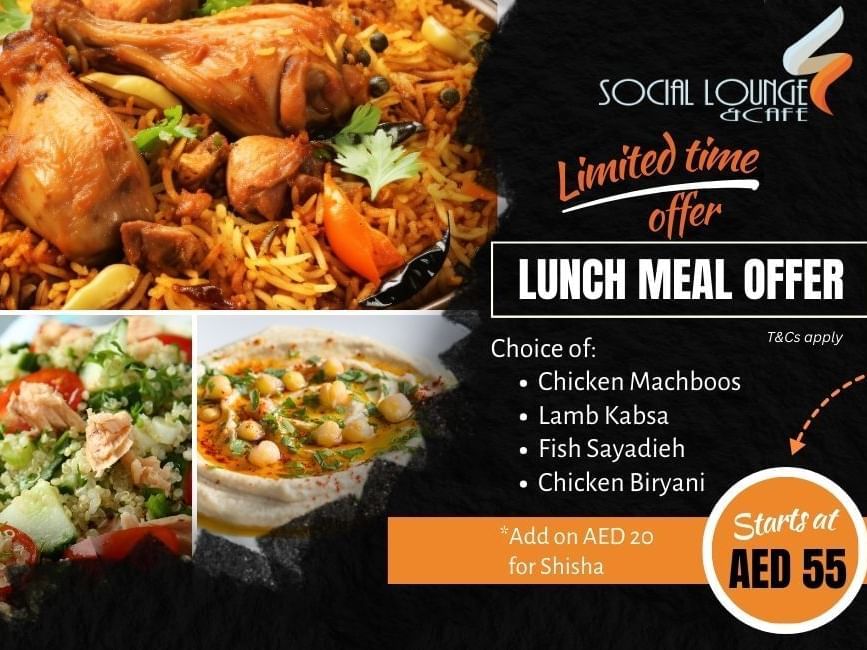 Social Lounge & Cafe Lunch meal offer 