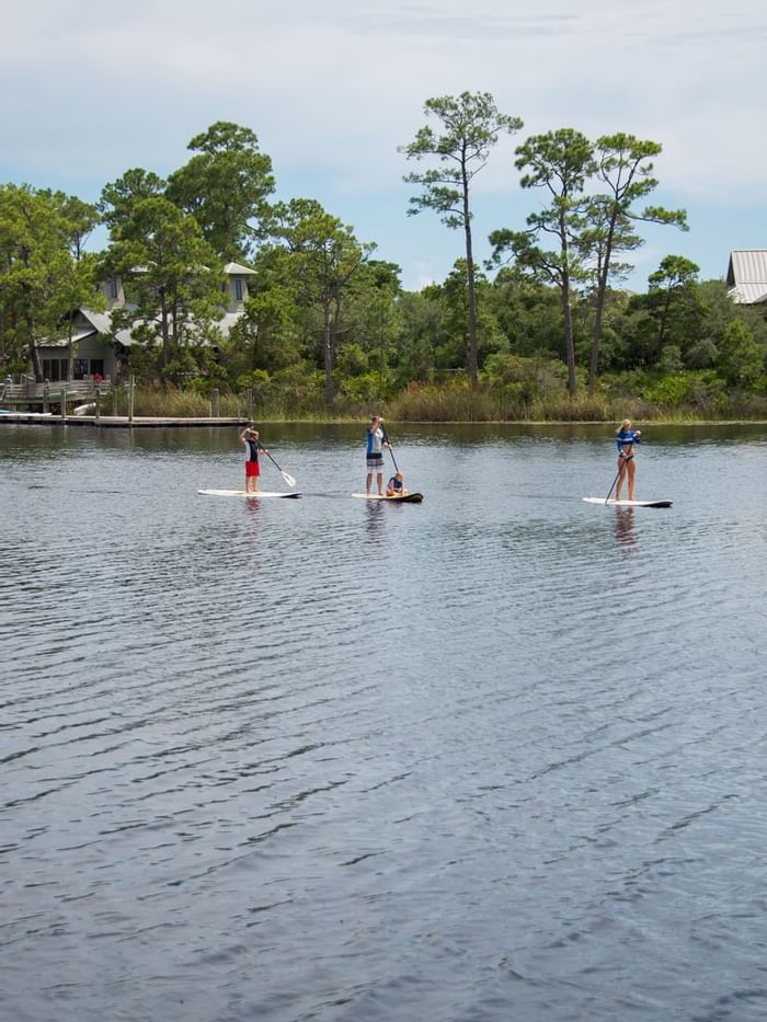 Guest peddling on kayaks at Watersound Inn