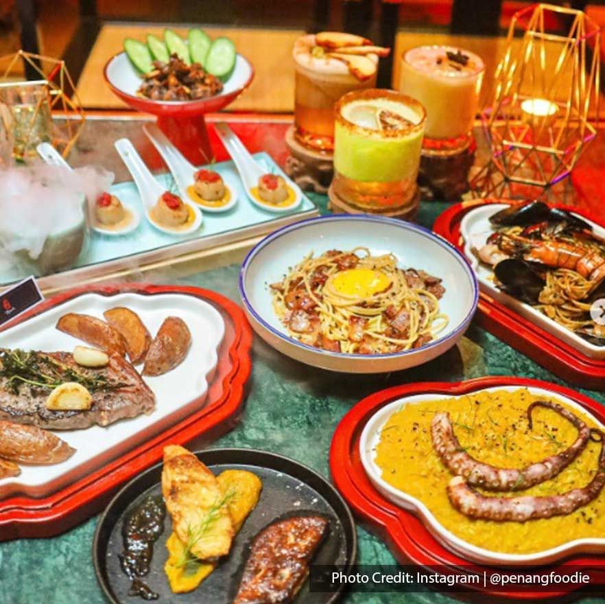 A delectable array of foods and drinks at Manchu Bar - Lexis Suites Penang