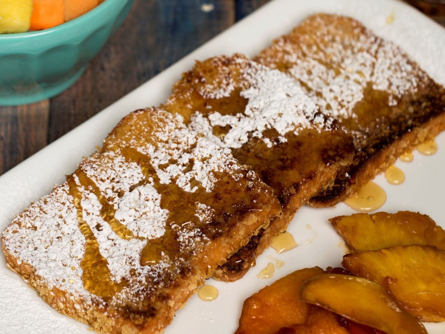 Close-up of French toast served for breakfast at Pensativo House Hotel