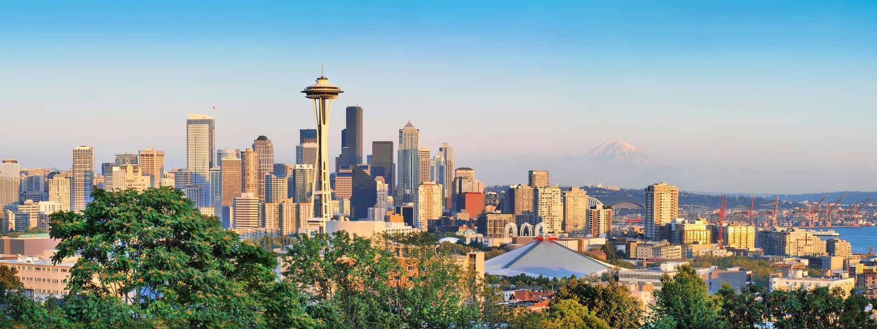 Aerial view of Kerry park near Warwick Seattle