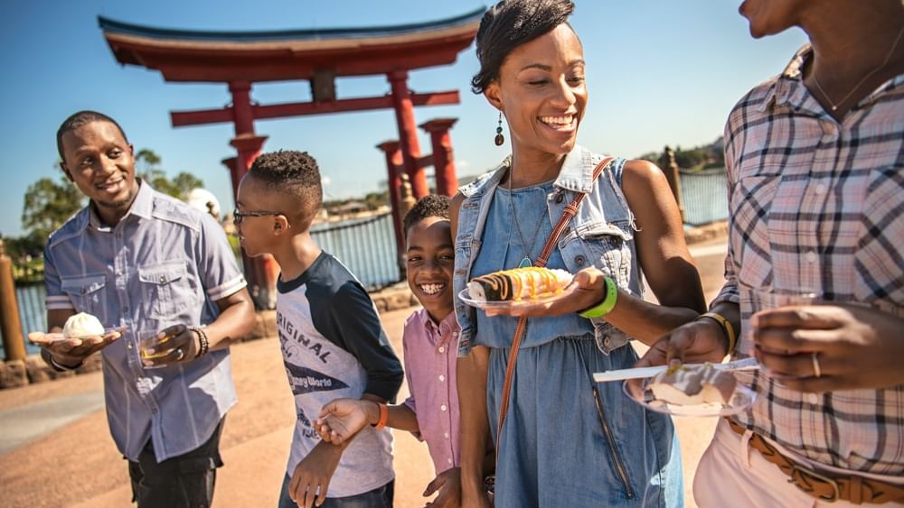 Family enjoying the EPCOT Food and Wine Festival