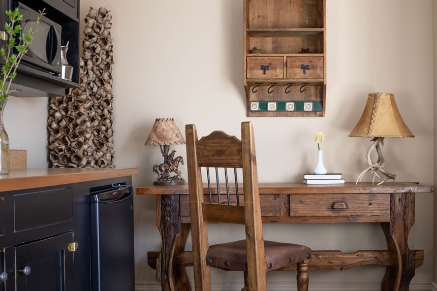 Desk & chair at the working area in King Superior Cowboy at Retro Suites Hotel