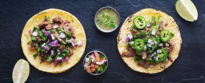 Upper view of Taco dishes at Frontera Grill near Kinzie Hotel