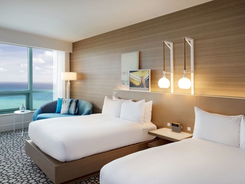 Double beds in Oceanfront View suite at The Diplomat Resort