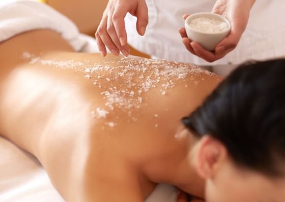 Salt & body scrub session for a lady at Honor's Haven