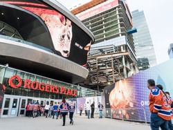 Font view of Rogers Place near the Matrix Hotel
