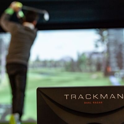 Close-up of Trackman Dular Radar unit at Falkensteiner Hotels