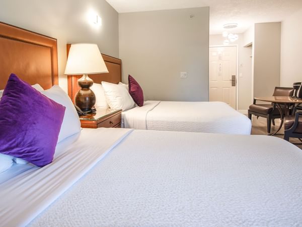 Hotel guestroom with two queen beds