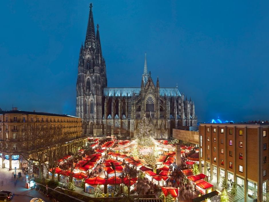 Night view of Cologne Cathedral near Classic Hotel Harmonie