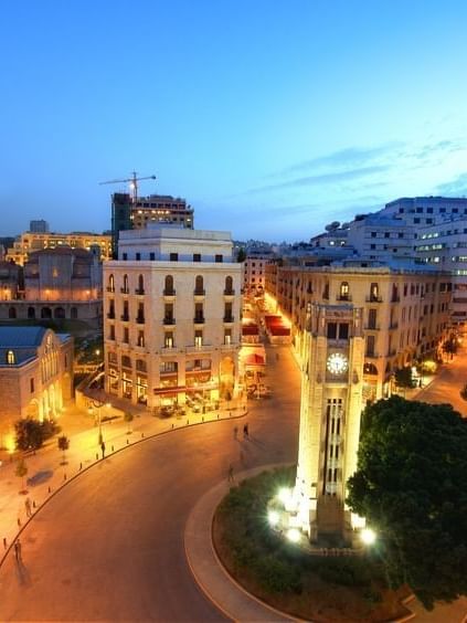 Aerial view of Beirut city at dusk showcasing architectural beauty at Warwick Stone 55.