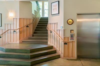Southbridge lobby stairs and elevator