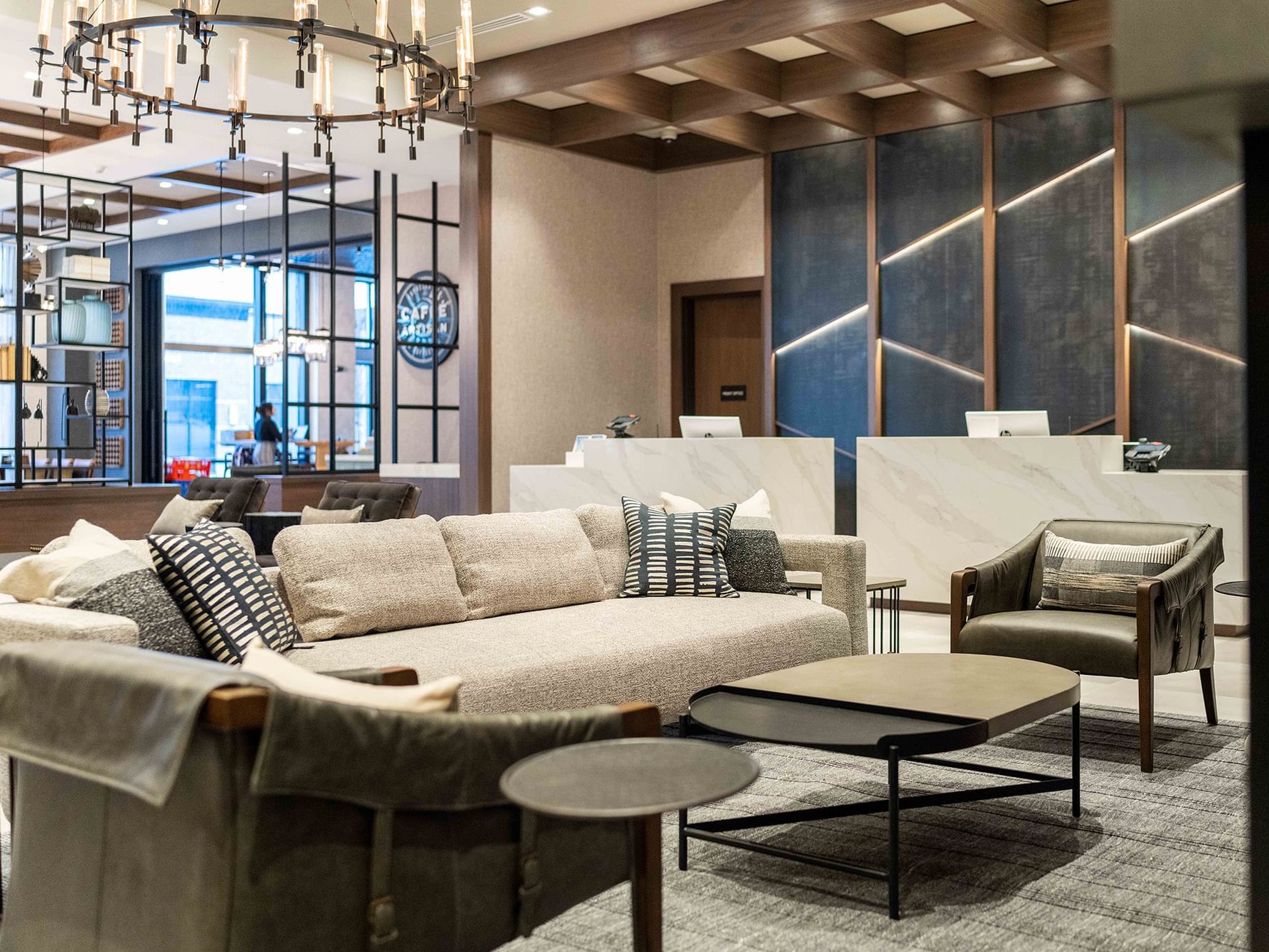 Indoor restaurant lounge area with luxury interior at The Artisan Hotel at Tuscan Village