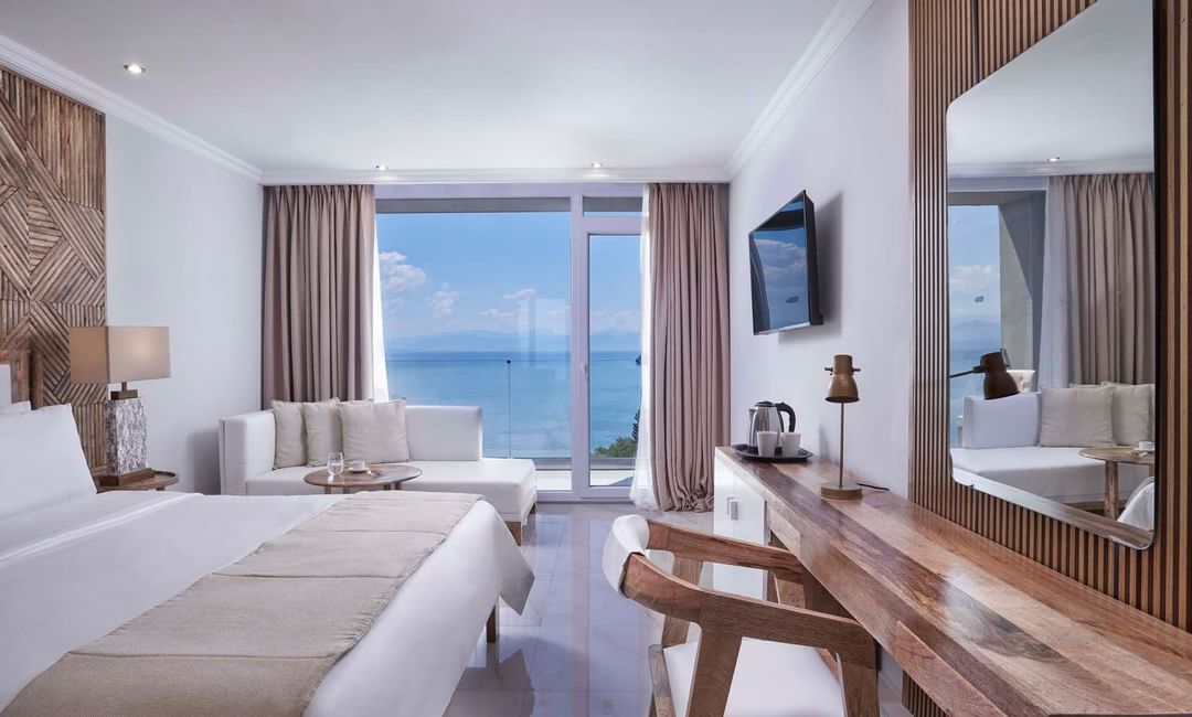 Superior Double Sea View bedroom at Mythos Palace