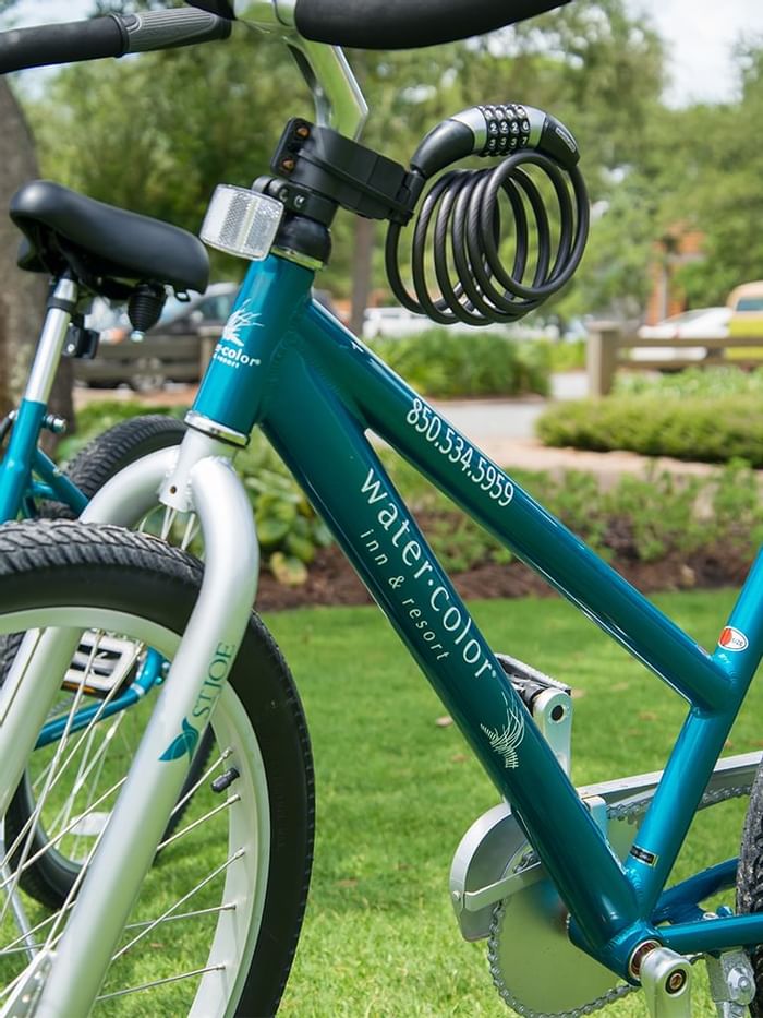 Two bicycles parked in the garden near The lodge 30A
