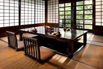 Kogetsu’s cozy Japanese dining room with tatami mats and garden views at The Saujana Hotel Kuala Lumpur