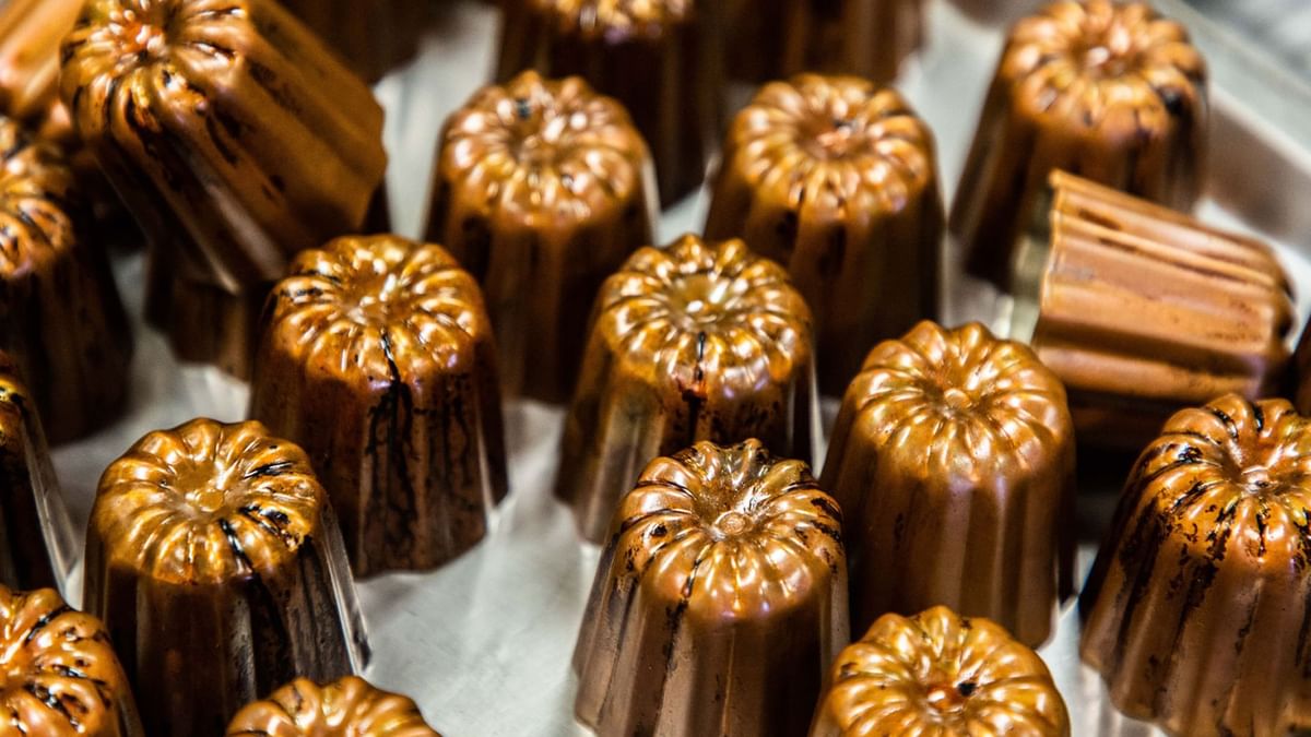 Assorted chocolate candies on a tray served in a restaurant at Crown Hotels