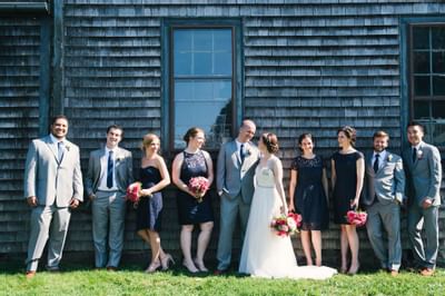 Wedding couple with their mates at The Venue at Portwalk