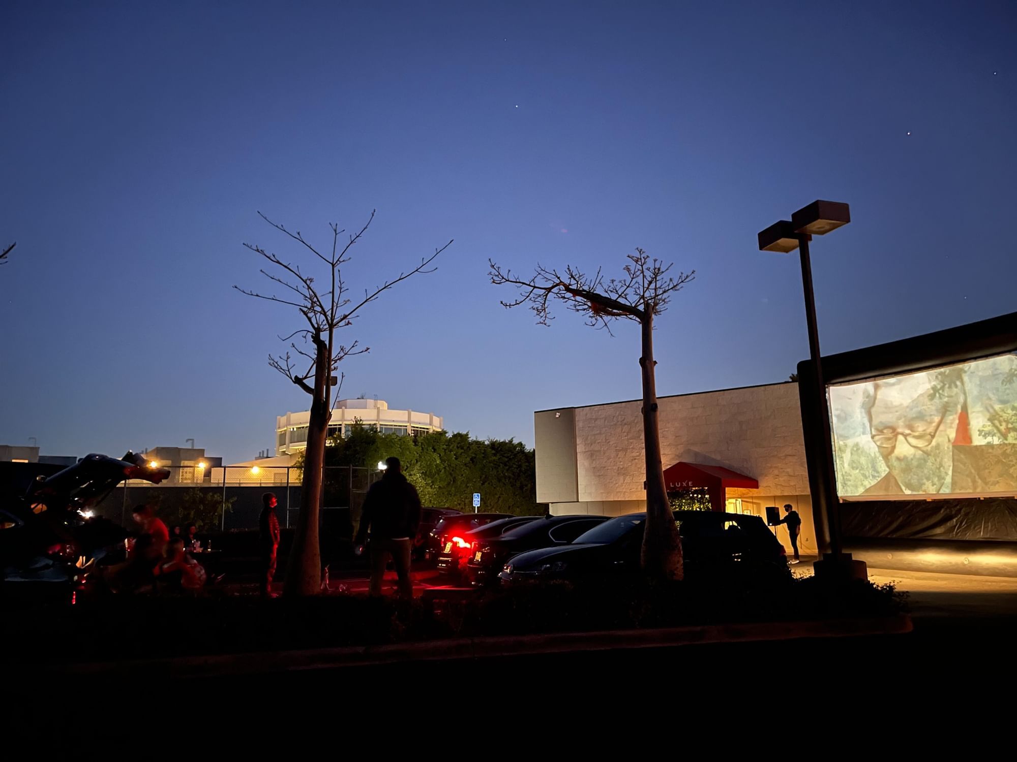 A drive-in movie theater in Getty Level Lot at Luxe Sunset Boulevard Hotel