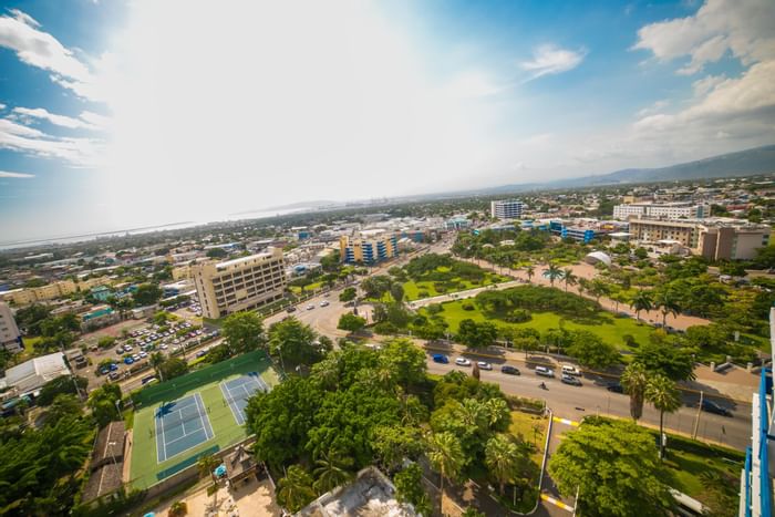 Aerial view of the hotel & city at Jamaica Pegasus Hotel