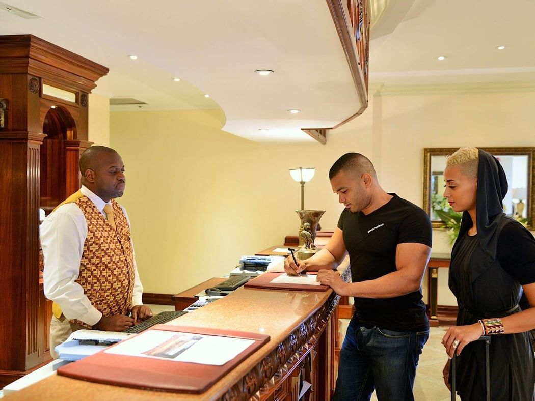 Guests Checking in at the reception at Polana Serena Hotel