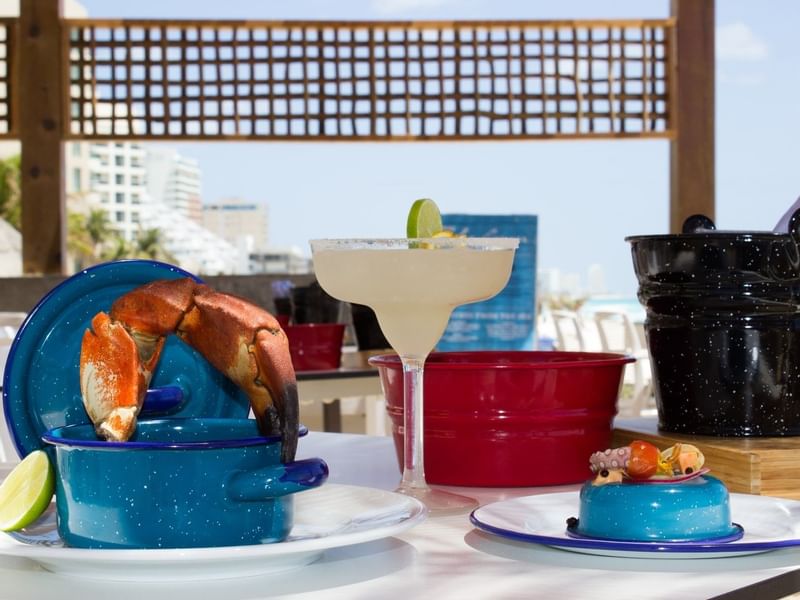 Sea Corner's Cocktail & dishes served at Live Aqua Beach Resort Cancun