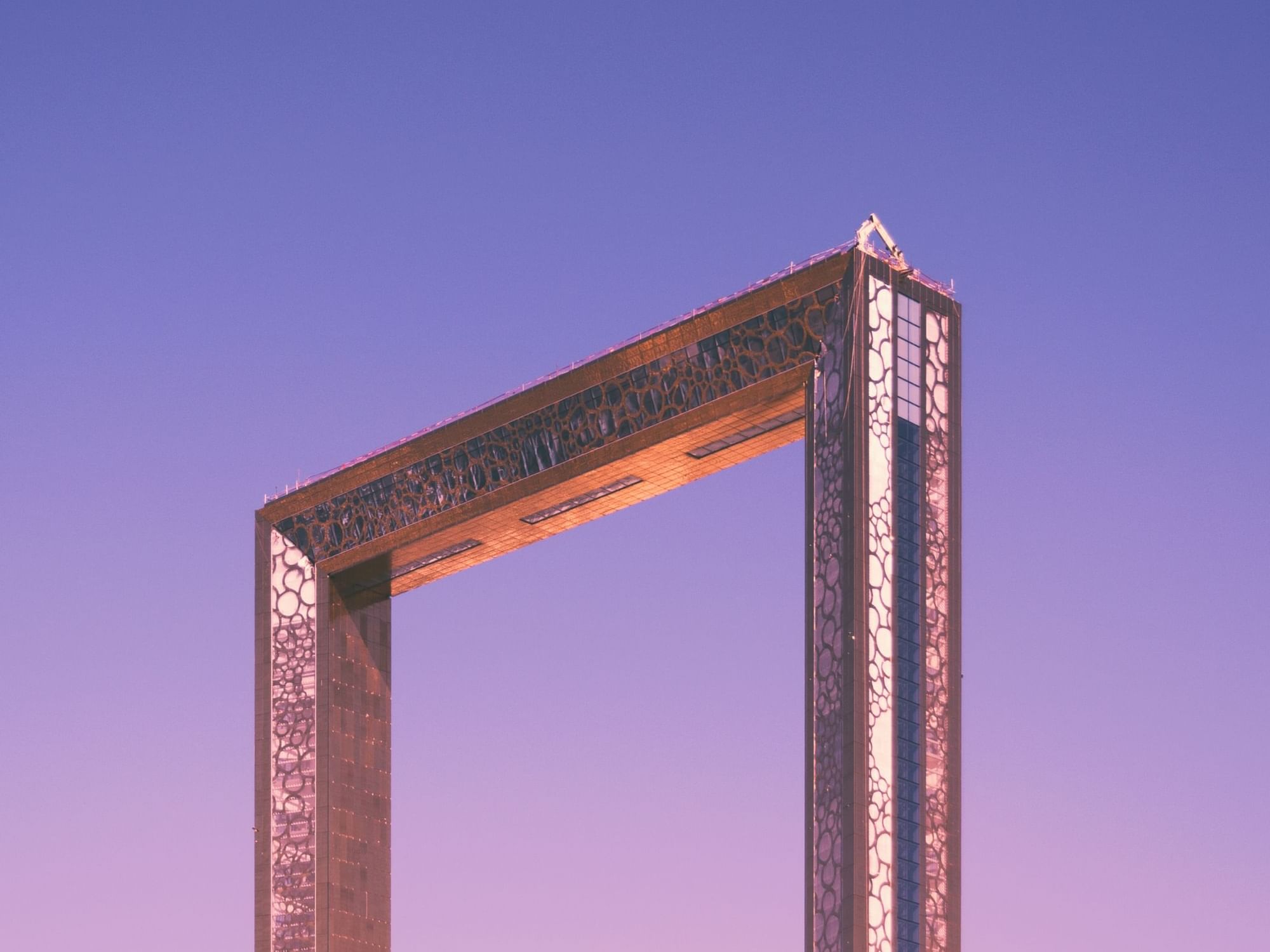 Exterior view of Dubai Frame near City Seasons Hotels