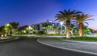 View of Innovation Hotel in evening