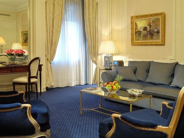 Interior view of the living area in a Suite at Warwick Paris